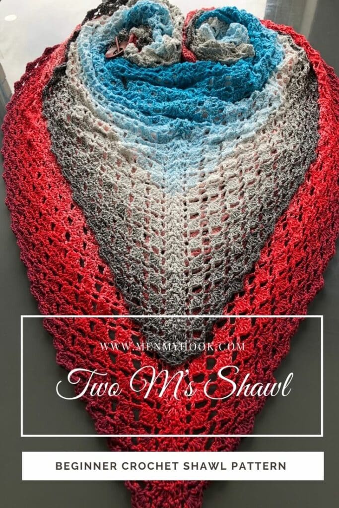 Two M's Shawl Triangle Shawl Pattern  beginner crochet lace triangle shawl