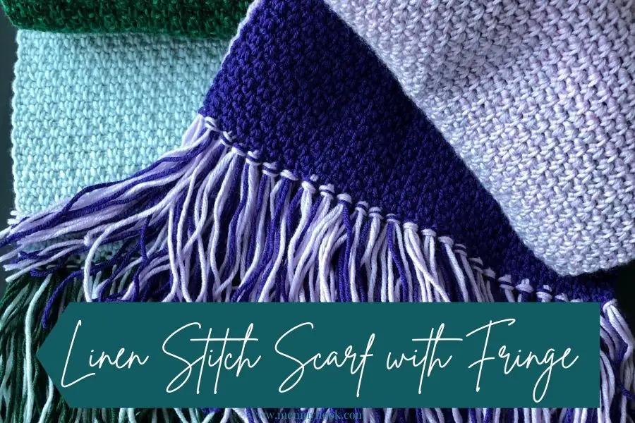 Easy Linen Stitch Scarf with fringe crochet pattern 