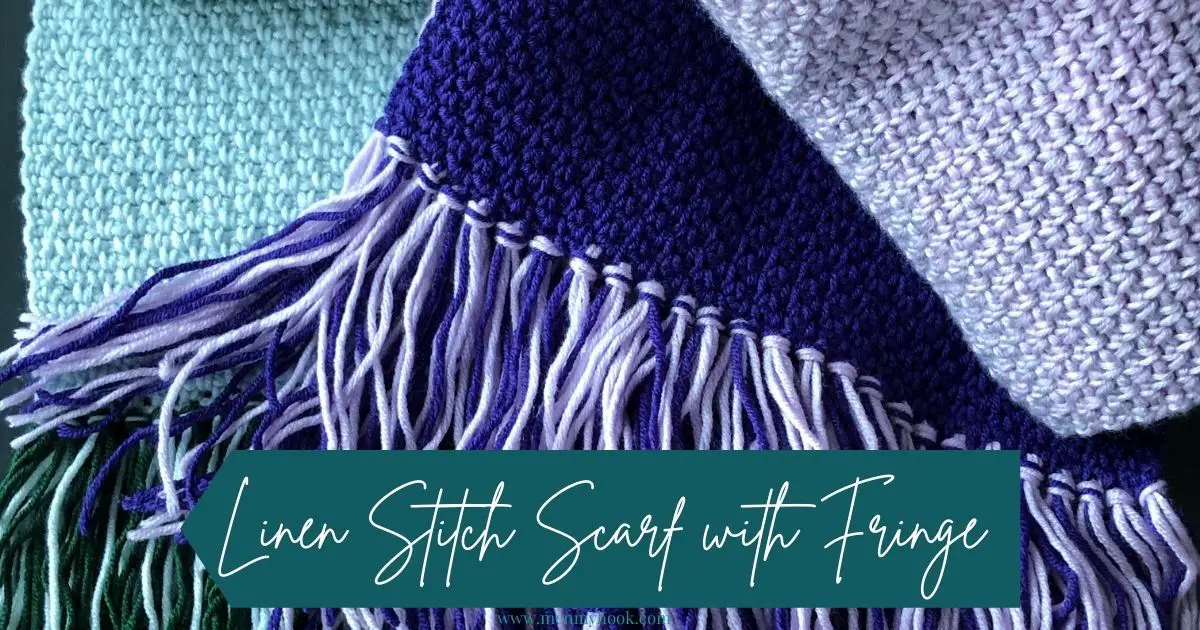 Linen Stitch Nightshade Cashmere Crocheted Scarf with Volcano Stripe