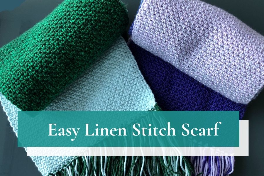 Beginner crochet pattern linen stitch scarf