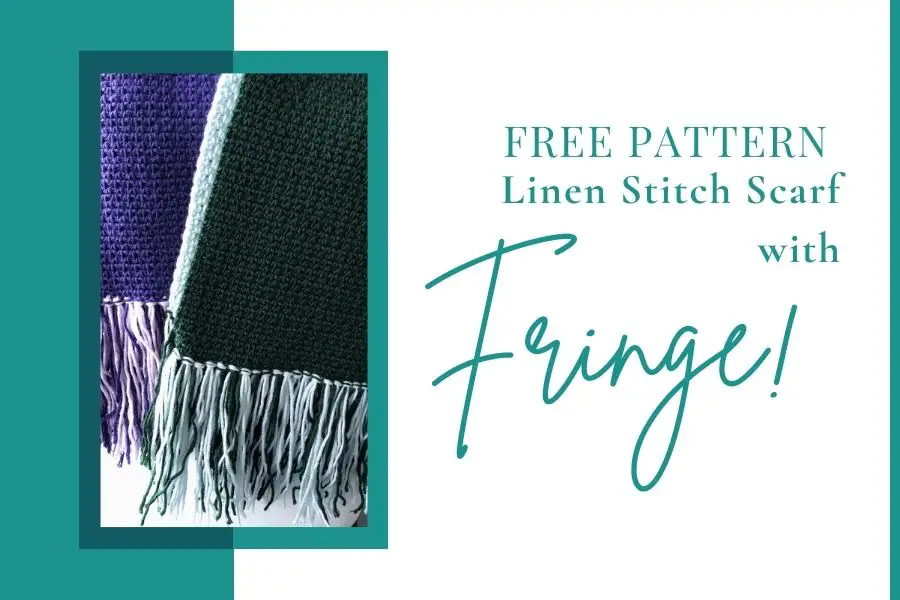 Easy Linen Stitch Scarf with Fringe crochet pattern 