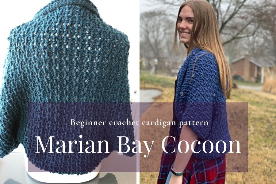 Easy textured crochet cocoon cardigan pattern 