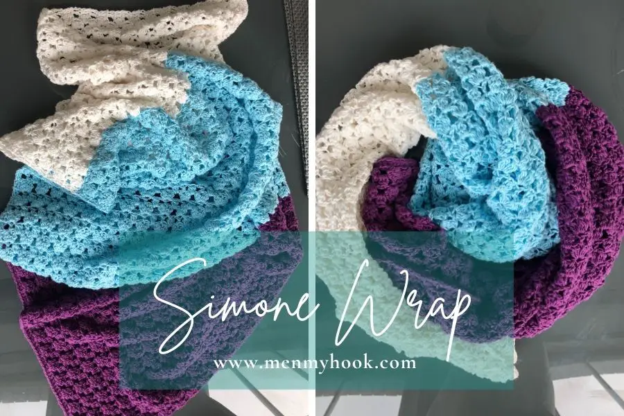 Crochet rectangle shawl pdf pattern - Simone Wrap