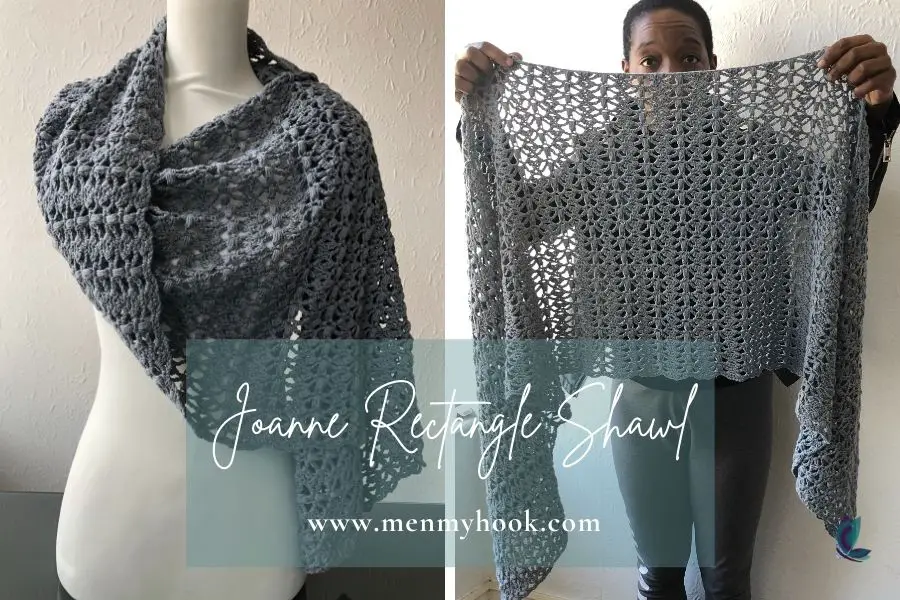 Joanne Simple Modern Crochet Rectangle Shawl Pattern 1609