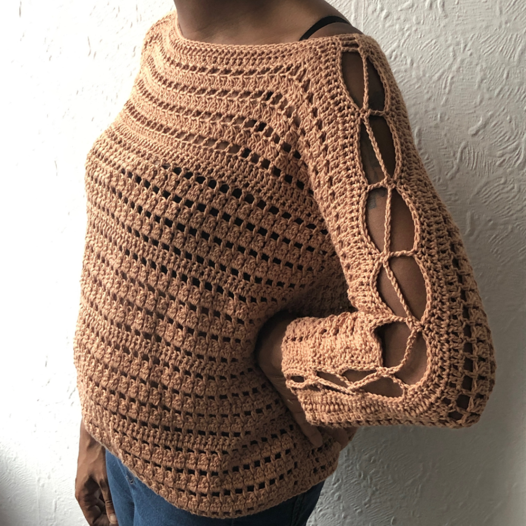 Easy Crochet Pullover Sweater - Tan version Key West Pullover Sweater