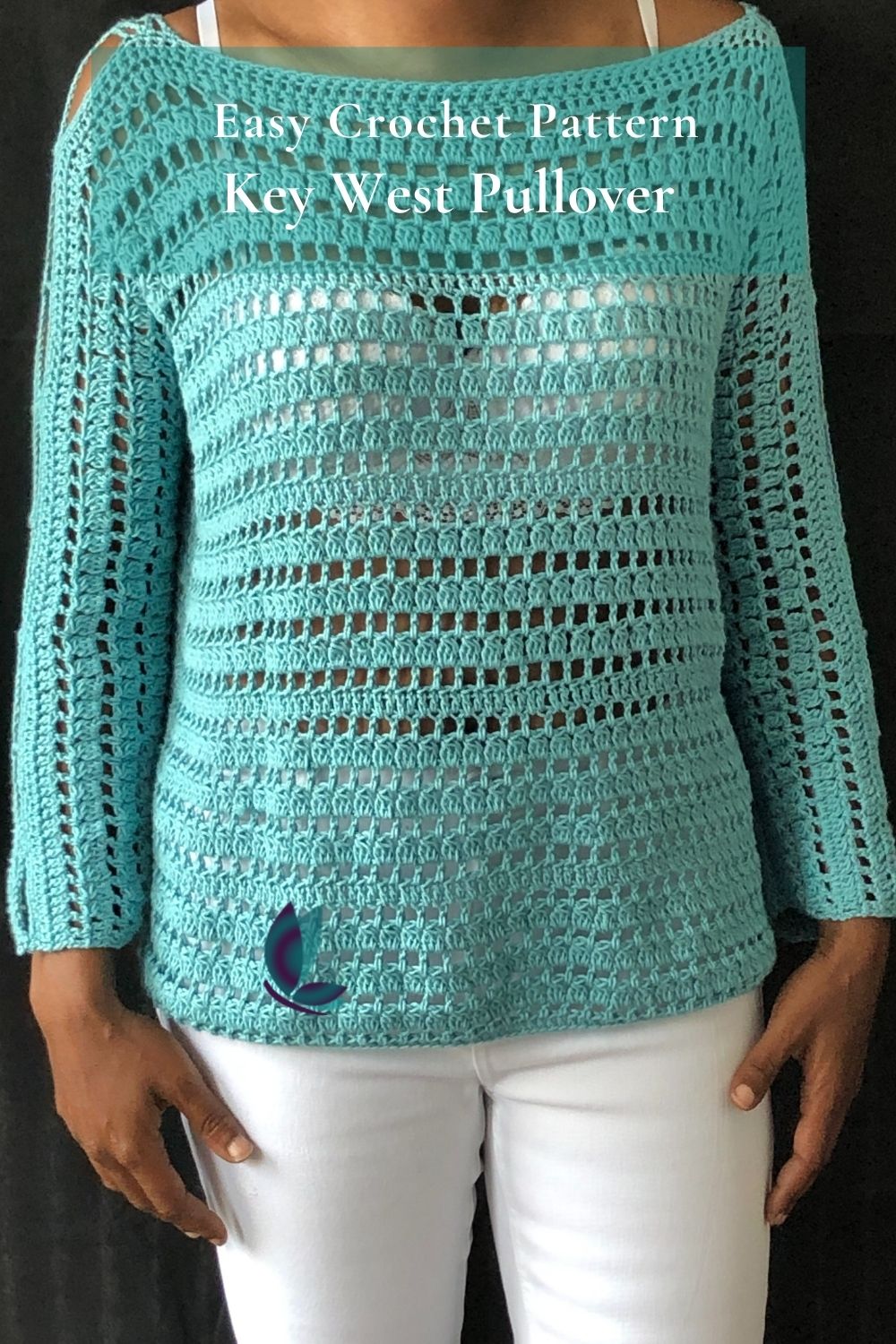 How to make an easy modern crochet pullover sweater Key West Pullover