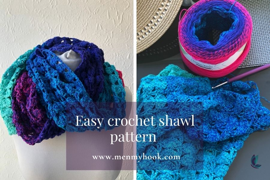 Free easy one skein crochet shawl pattern - Colette