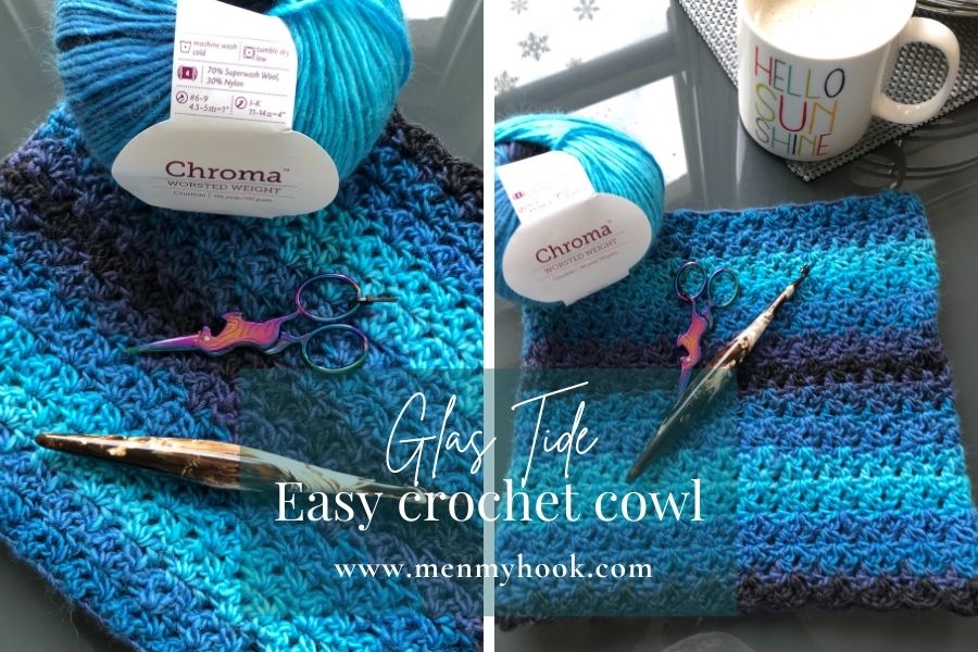 Easy one skein cowl crochet pattern - Glas Tide
