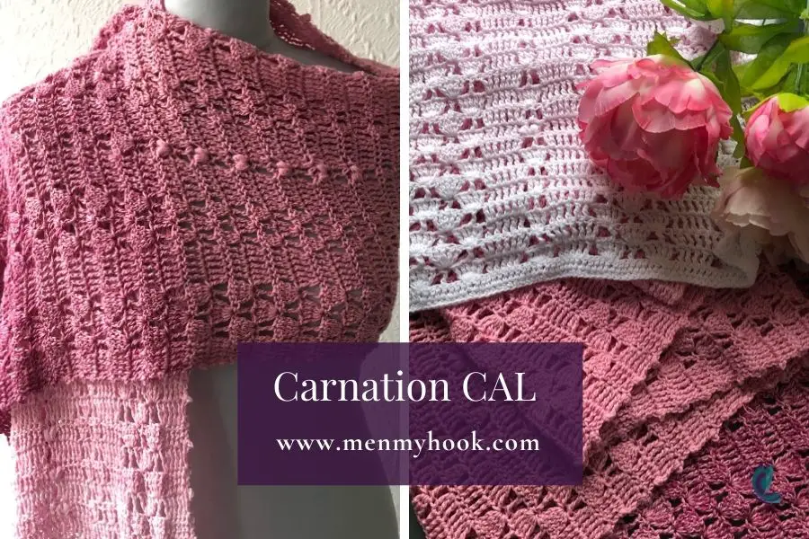 Spring Crochet wrap pattern - Carnation 