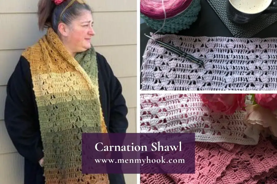 Carnation Free easy spring shawl crochet pattern