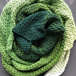 Cloverleaf, easy v-stitch corner to corner crochet shawl pattern