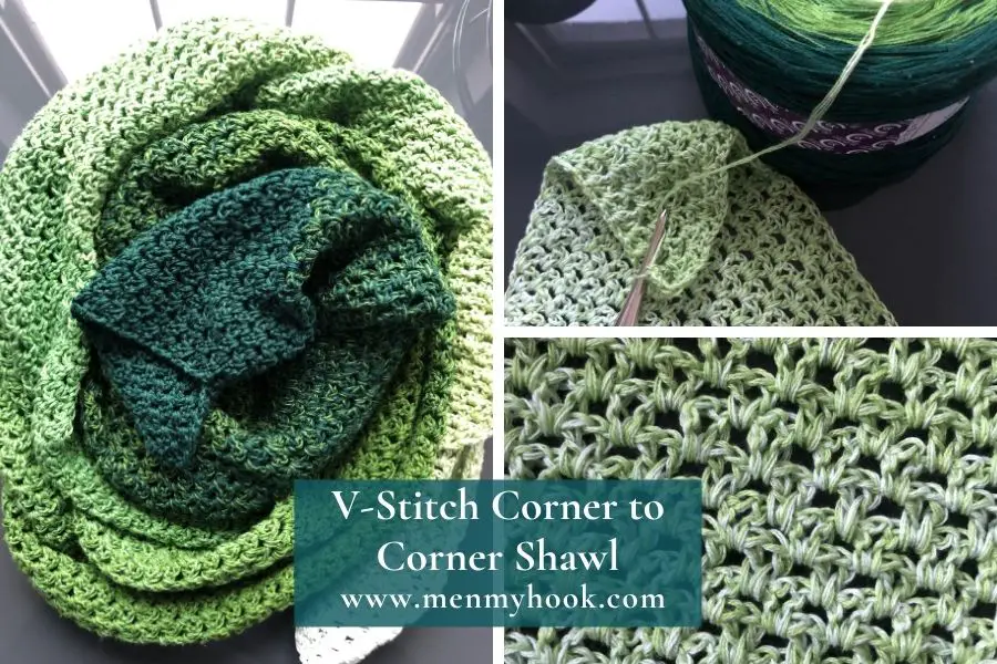 v-stitch corner to corner shawl crochet pattern 