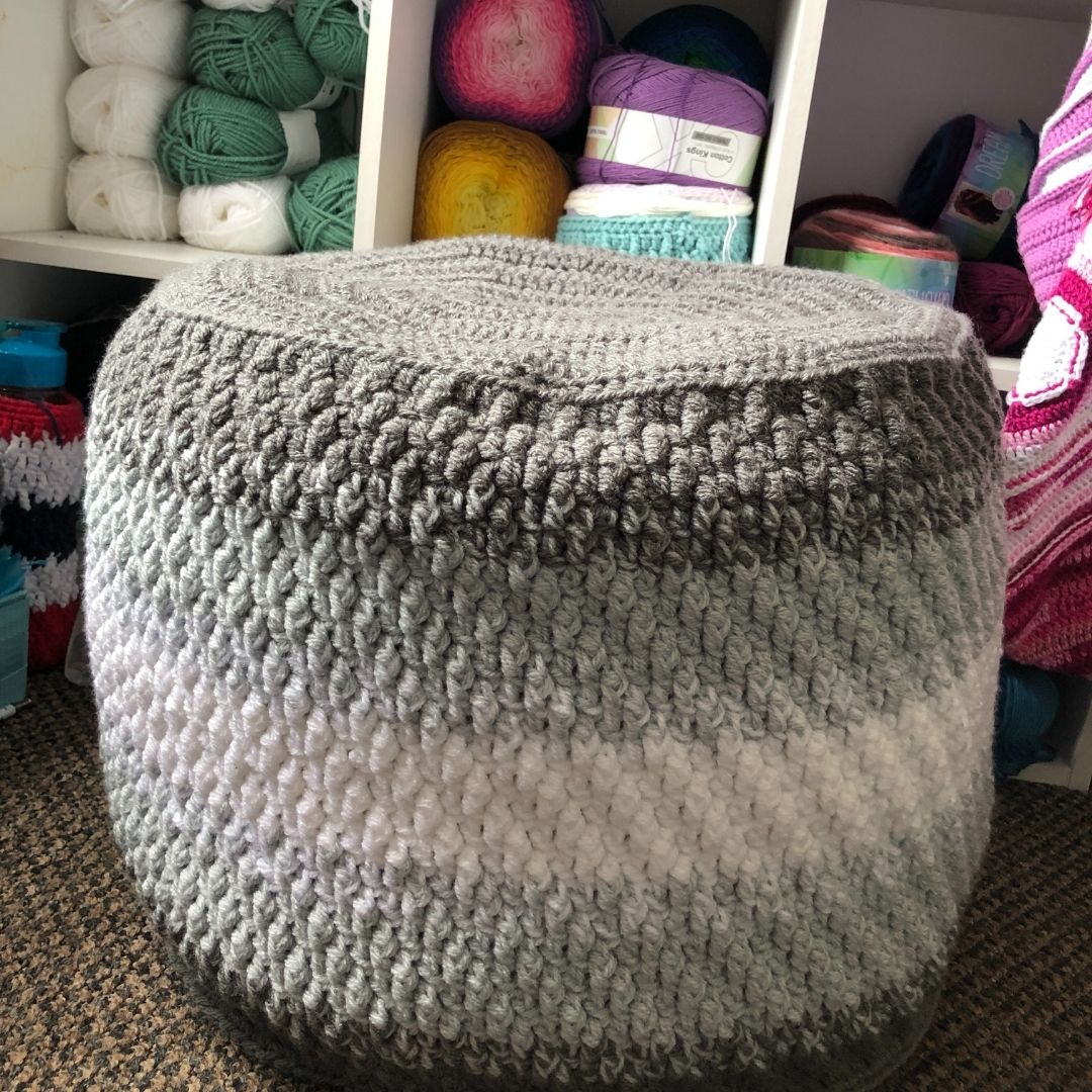 On The Bias Pouffe easy crochet pouffe pattern