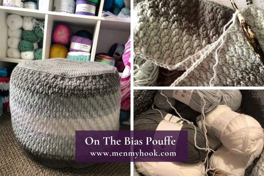 On The Bias Pouffe, large easy crochet pouffe pattern 