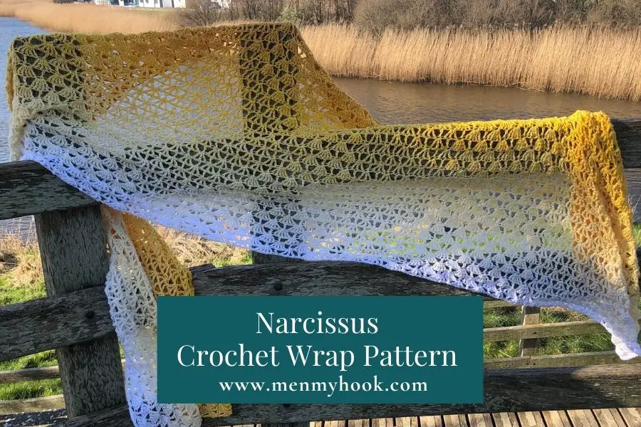 Narcissus, oversized summer lace crochet shawl pattern
