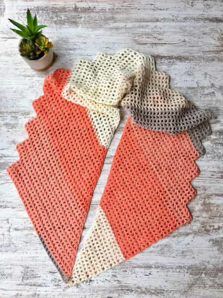 Desert Sands Scarf easy lace crochet shawl pattern