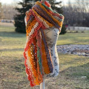 Picot Fan Wrap easy lace crochet shawl pattern