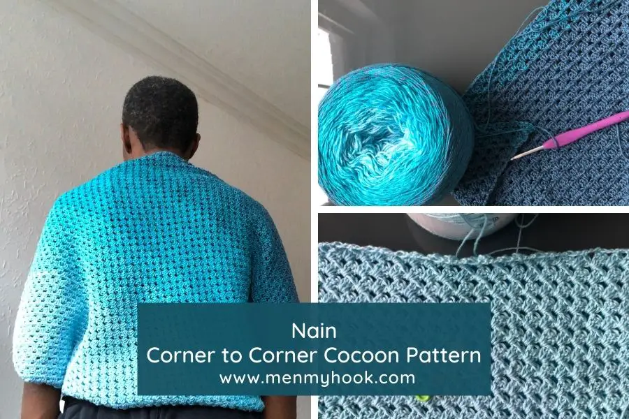Nain - Corner to Corner Cocoon Cardigan Crochet Pattern 