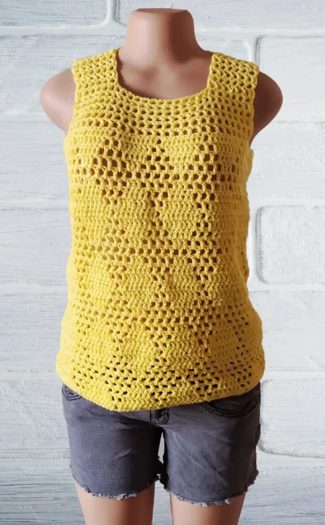 Diamond T easy crochet tank top pattern