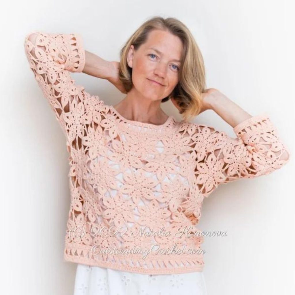 Coral Lace Crochet Summer Sweater Pattern