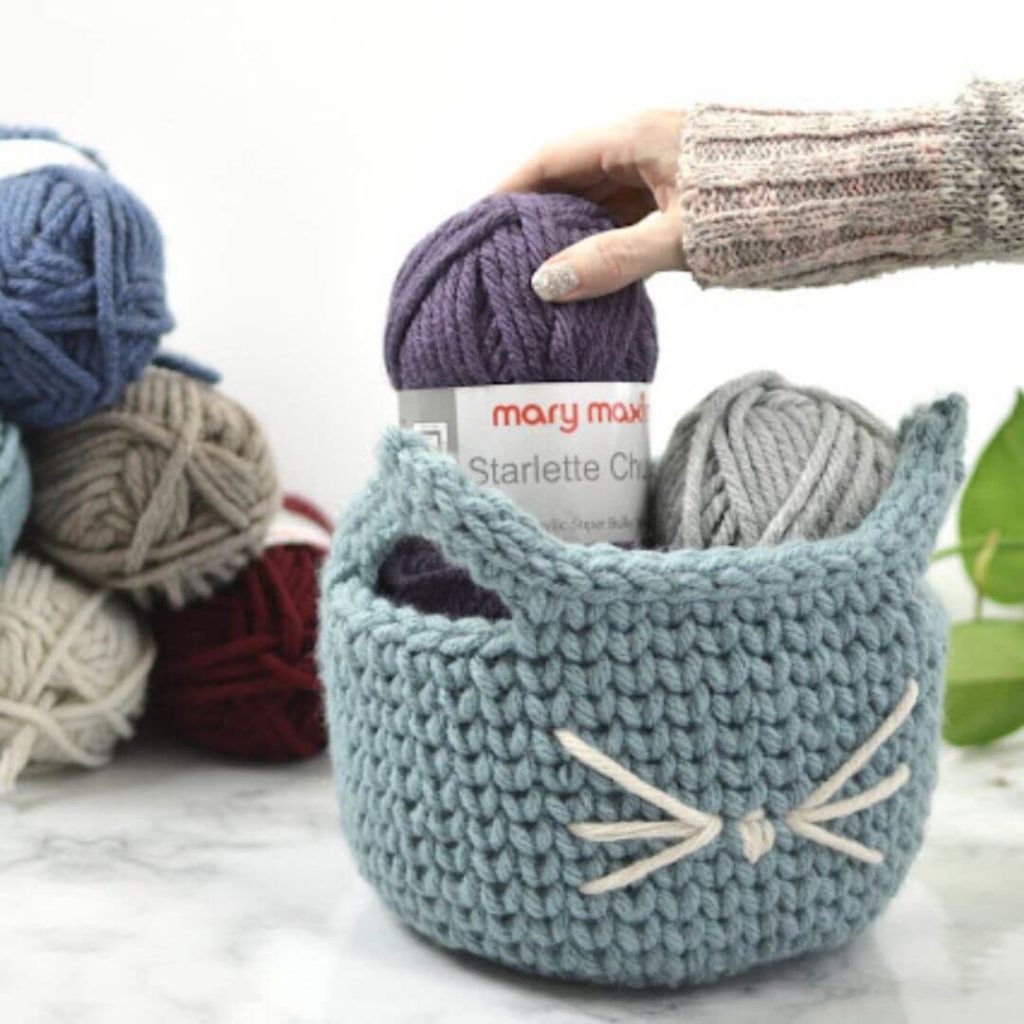Purrfect Basket easy crochet basket pattern