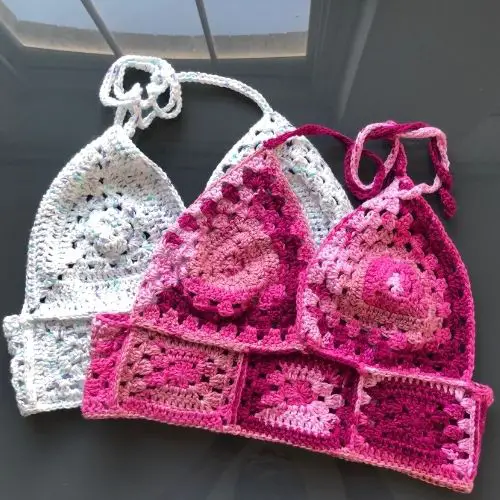 Easy Crochet Bralette, Granny Merge Bralette
