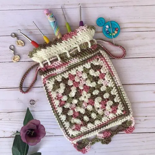 Granny Square Pouch easy crochet bag pattern Rose Garden Pouch