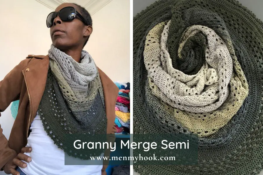 How to make a semi circle shawl - Granny Merge Semi