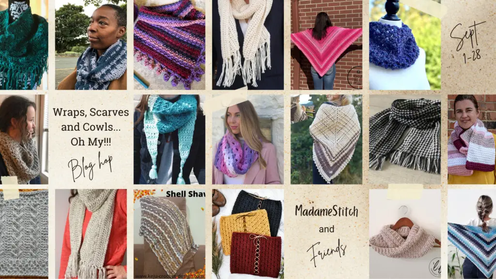 Scarves, Wraps and Cowls Blog Hop Collage