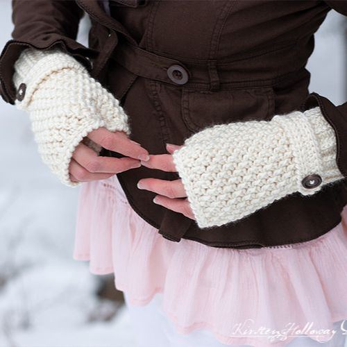 Double Seed Stitch Fingerless Gloves