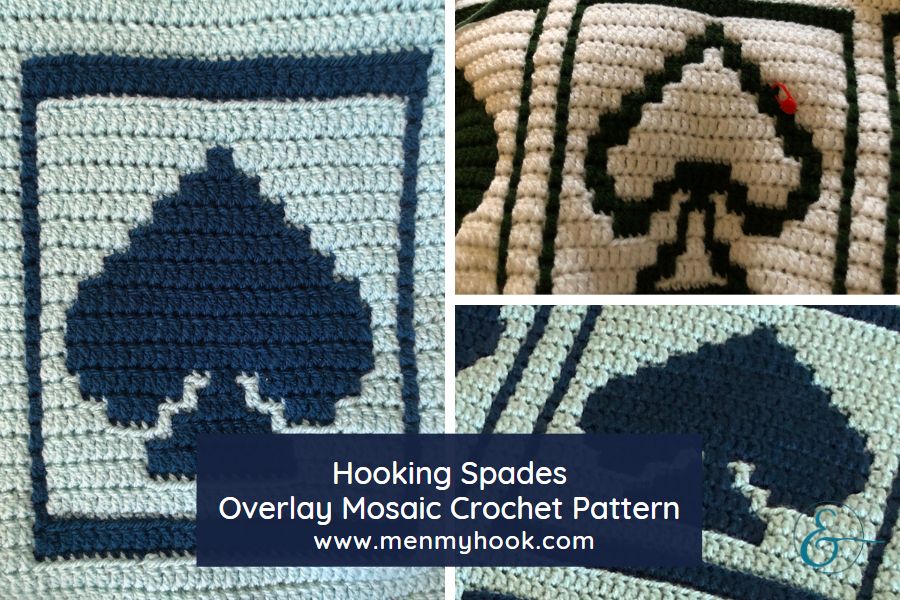 Hooking Spades Mosaic Crochet Blanket Square Pattern
