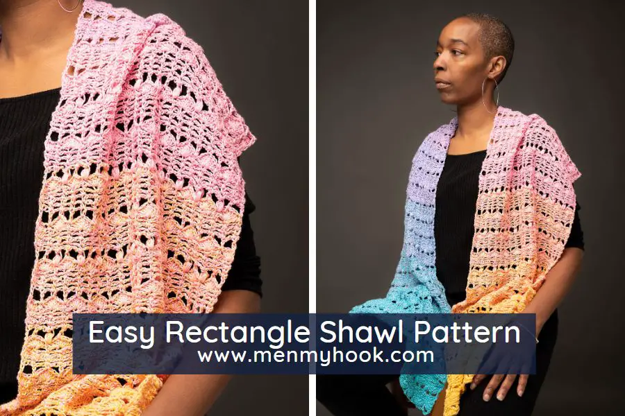 easy beginner rectangular shawl crochet pattern frankie