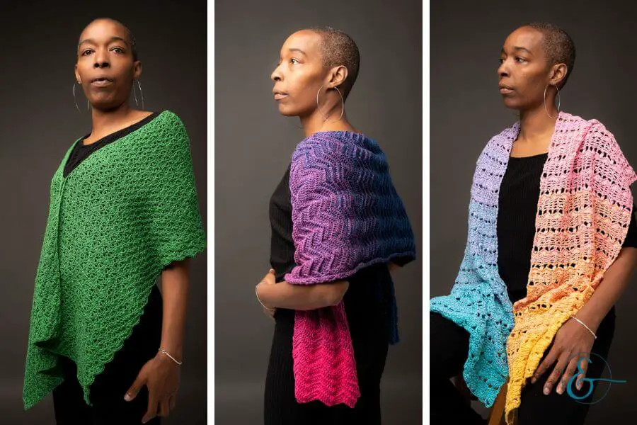 It's a Wrap 20 Modern Crochet Shawl Patterns trio of wraps 2