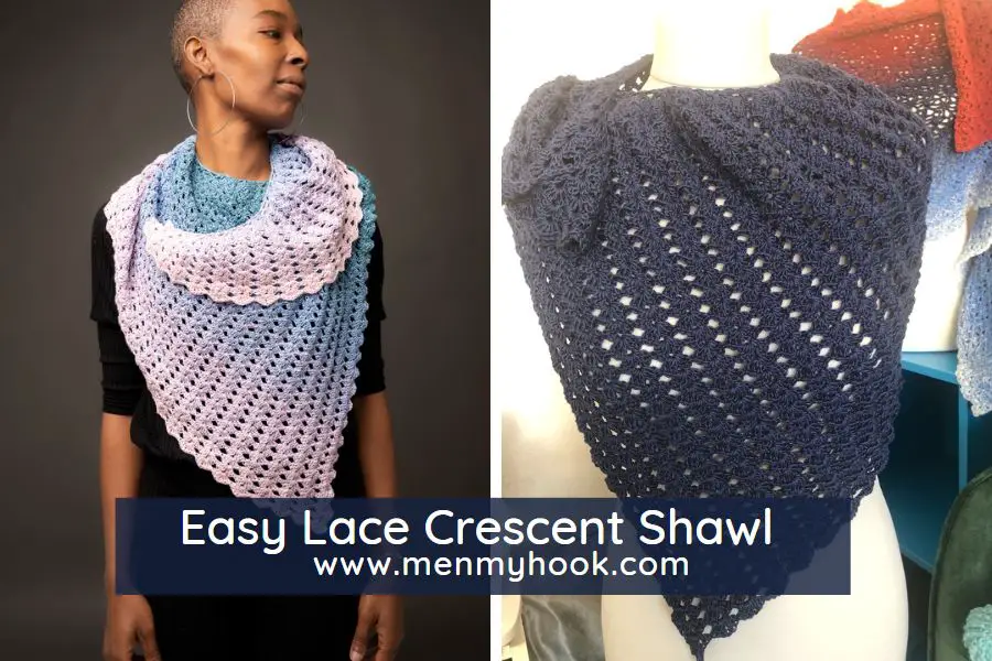 Rebecca Easy beginner lace crescent shawl crochet pattern 