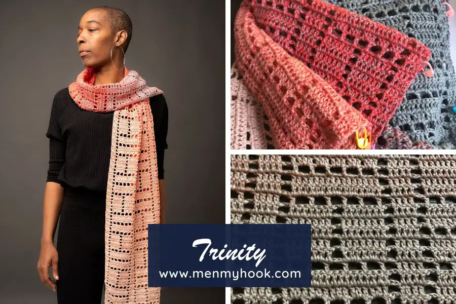 Rectangle Filet Crochet Shawl Pattern Trinity