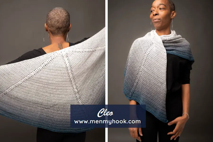puff v stitch crochet shawl pattern Cleo