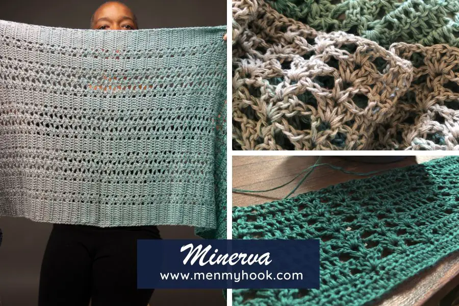 Minerva beginner rectangle shawl crochet pattern